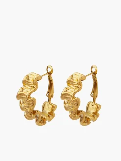 COMMENSE Pleated Wave Textured Hoop Earrings* Earrings|Accessories