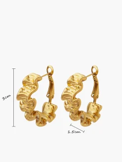 COMMENSE Pleated Wave Textured Hoop Earrings* Earrings|Accessories
