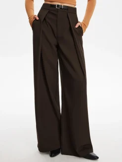 COMMENSE Pleated Wide-Leg Pants With Belt* Pants|Bottoms