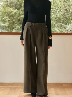 COMMENSE Pleated Wide-Leg Warm Pants* Pants|Bottoms