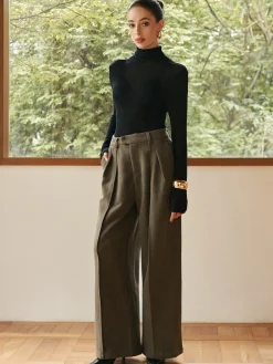 COMMENSE Pleated Wide-Leg Warm Pants* Pants|Bottoms