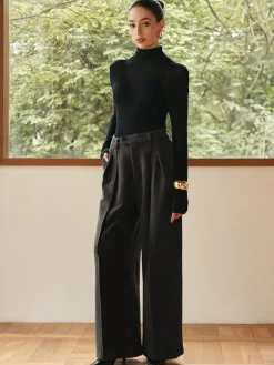 COMMENSE Pleated Wide-Leg Warm Pants* Pants|Bottoms