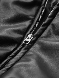 COMMENSE Pleated Zipper Lapel PU Leather Jacket* Outerwear|Tops