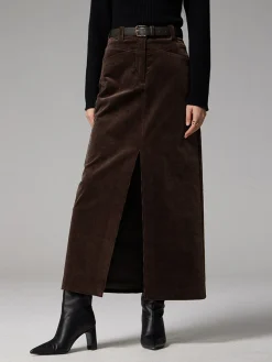 COMMENSE Pockets Corduroy Slit Maxi Skirt* Skirts|Bottoms