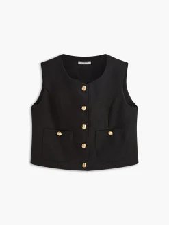COMMENSE Pockets Golden Button Vest* Vests|Outerwear