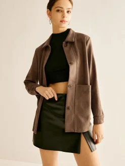 COMMENSE Pockets Suede Polo Shirt* Blouses & Shirts|Tops