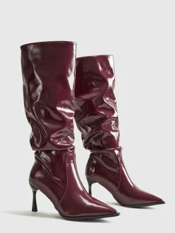 COMMENSE Pointed Toe Pleated Knee-High Boots* Shoes|Accessories