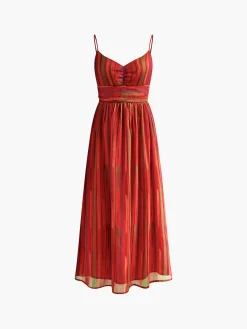 COMMENSE Print Backless Cami Midi Dress* Vacation Dresses|Summer Dresses