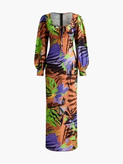 COMMENSE Print Cutout Zipper Dress* Cocktail & Party Dresses|Casual Dresses