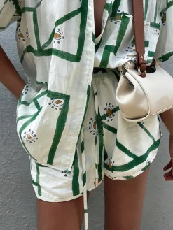 COMMENSE Print Drawstring Shorts Set* Shorts Sets|Shorts