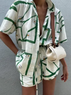 COMMENSE Print Drawstring Shorts Set* Shorts Sets|Shorts