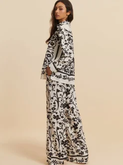 COMMENSE Print Drawstring Wide Leg Pants Set* Pants Sets|Wide Leg