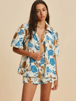 COMMENSE Print Lapel Pockets Shorts Set* Shorts Sets|Shorts