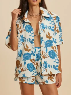 COMMENSE Print Lapel Pockets Shorts Set* Shorts Sets|Shorts
