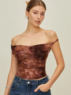 COMMENSE Print Off-Shoulder Tank Top* Tank Tops & Camis|Tops