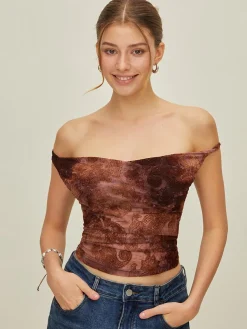 COMMENSE Print Off-Shoulder Tank Top* Tank Tops & Camis|Tops