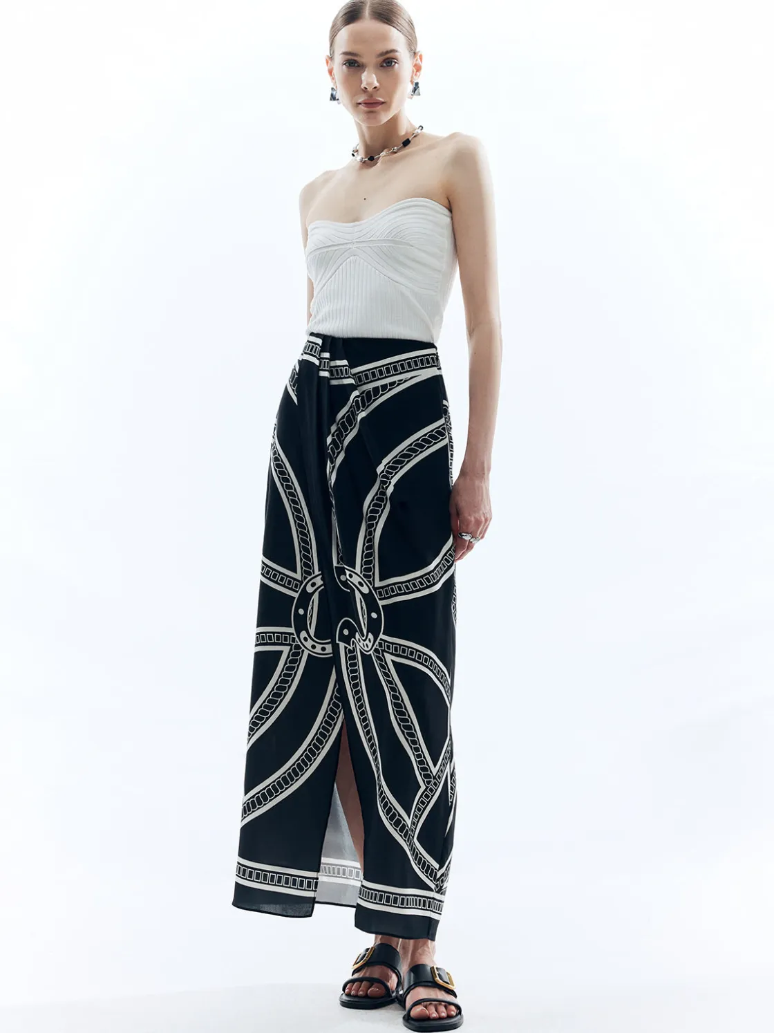 COMMENSE Print Split Vintage Skirt* Skirts|Bottoms