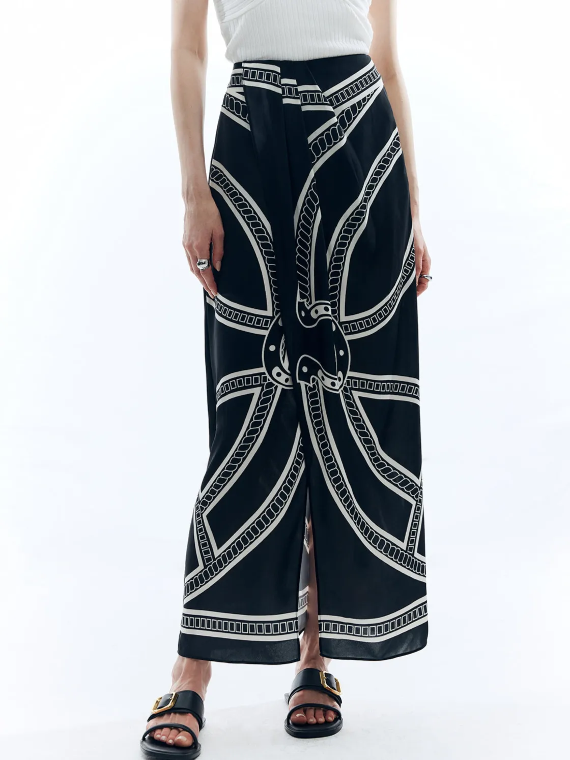 COMMENSE Print Split Vintage Skirt* Skirts|Bottoms