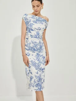 COMMENSE Print Straight Neck Split Dress* Vacation Dresses|Summer Dresses