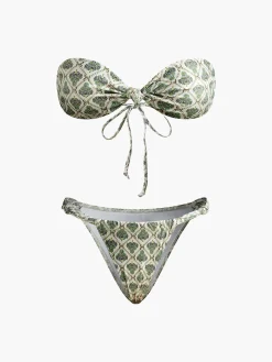 COMMENSE Print Strapless Bikini Set* Swimwear|Tops