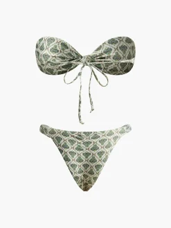 COMMENSE Print Strapless Bikini Set* Swimwear|Tops