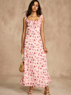 COMMENSE Printed Backless Tie Flowy Dress* Vacation Dresses|Summer Dresses