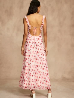 COMMENSE Printed Backless Tie Flowy Dress* Vacation Dresses|Summer Dresses