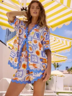 COMMENSE Printed Button Down Shirt With Shorts Set* Shorts Sets|Shorts