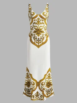 COMMENSE Printed Jersey Tank Long Dress* Casual Dresses|Cocktail & Party Dresses