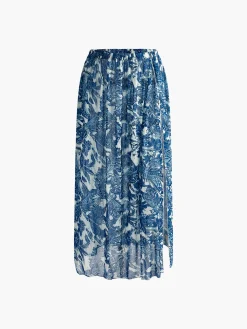 COMMENSE Printed Mesh Split Cover Up Skirt* Swimwear|Tops