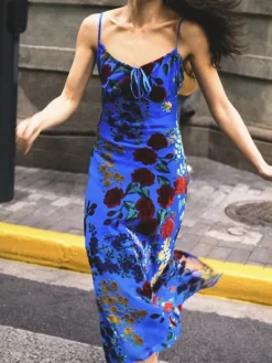 COMMENSE Printed Spaghetti Strap Midi Dress* Casual Dresses|Summer Dresses