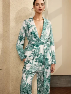COMMENSE Printed V-Neck Pants Set* Pants Sets|Matching Sets
