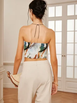 COMMENSE Printed Wrap Tank Top* Tank Tops & Camis