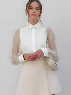 COMMENSE Puff Sleeve Organza Shirt* Blouses & Shirts|Tops