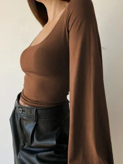 COMMENSE Puff Sleeve Square Neck Blouse* Sweater Tops|Blouses & Shirts