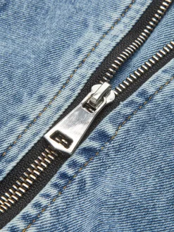COMMENSE Puff-Sleeve Denim Panel Slim Jacket* Outerwear|Jackets