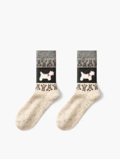 COMMENSE Puppy Pattern Wool Socks* Socks & Tights|Accessories