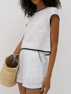 COMMENSE Pure Cotton Contrast Trim Shorts Set* Shorts Sets|Shorts