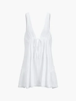 COMMENSE Pure Cotton Open Back Short Dress* White Dresses|Casual Dresses