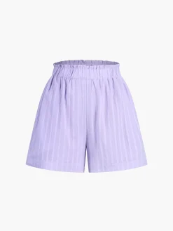 COMMENSE Pure Cotton Pinstripe Long-Sleeve Shorts Set* Shorts Sets|Shorts