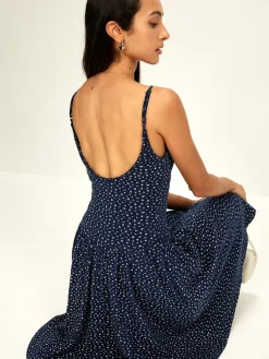 COMMENSE Pure Cotton Printed Breasted Dress* Vacation Dresses|Summer Dresses