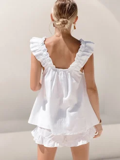 COMMENSE Pure Cotton Ruffle Shorts Set* Shorts Sets|Shorts