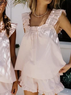 COMMENSE Pure Cotton Ruffle Shorts Set* Shorts Sets|Shorts