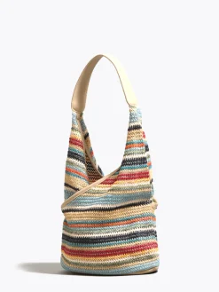 COMMENSE Rainbow Grass Woven Shoulder Bag* Bags|Accessories