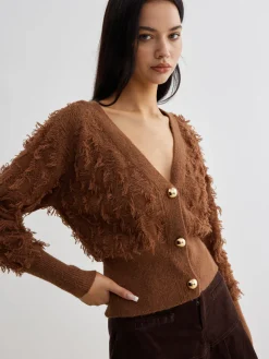 COMMENSE Raw Hem Button Cinched Cardigan* Cardigans|Sweaters & Cardigans