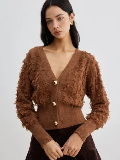 COMMENSE Raw Hem Button Cinched Cardigan* Cardigans|Sweaters & Cardigans