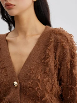 COMMENSE Raw Hem Button Cinched Cardigan* Cardigans|Sweaters & Cardigans
