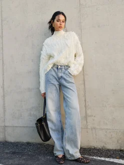 COMMENSE Raw Hem Turtleneck Sweater* Sweater Tops|Sweaters & Cardigans