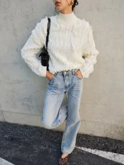 COMMENSE Raw Hem Turtleneck Sweater* Sweater Tops|Sweaters & Cardigans