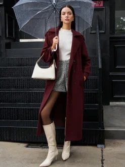 COMMENSE Regular Tweed Long Coat* Outerwear|Coats